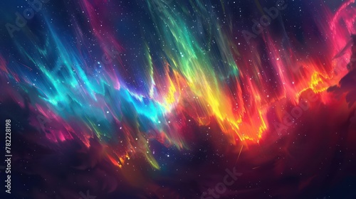 Vibrant Flame-like Aurora Dancing Across the Night Sky photo