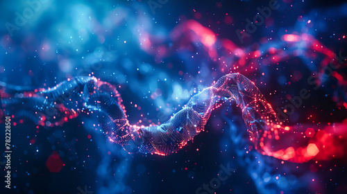 DNA Helix in Digital Form, Intersection of Biology and Technology, Genetic Engineering and Molecular Science Concept