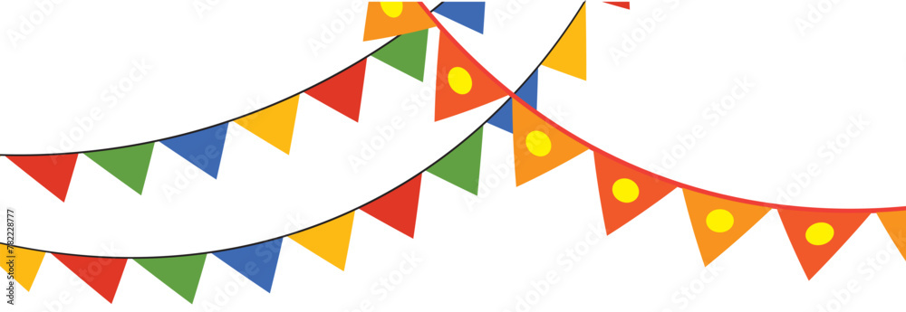 Fototapeta premium Mexican papel picado paper cut holiday flags and banners. Day of the Dead, Dia De Los Muertos and Cinco de Mayo flags with. isolated on a white background.,eps10
