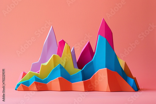 A graph presented in a unique clay style, set against a pure solid color background,