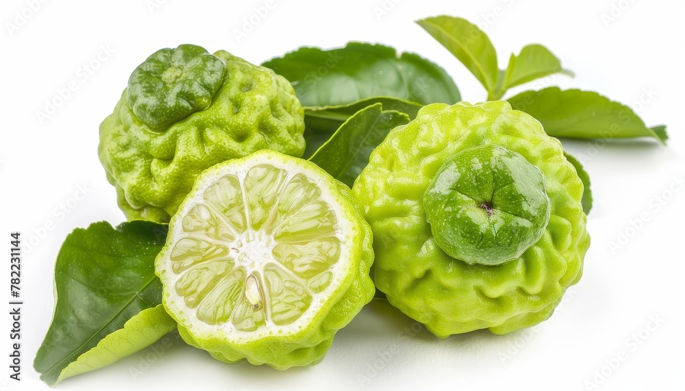 Fragrant citrus with lime like color on white background