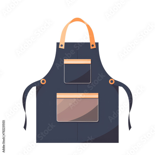 Blue Apron With Two Pockets isolated on a transparent background, clipart, graphic resource