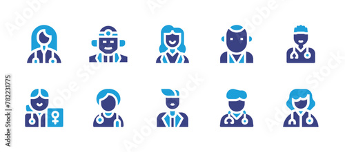 Doctor icon set. Duotone color. Vector illustration. Containing doctor, dermatologist, gynecologist.