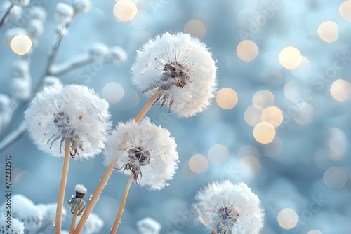 Ethereal Dandelions with Soft Bokeh Background. Concept Nature, Flowers, Bokeh, Ethereal, Photography