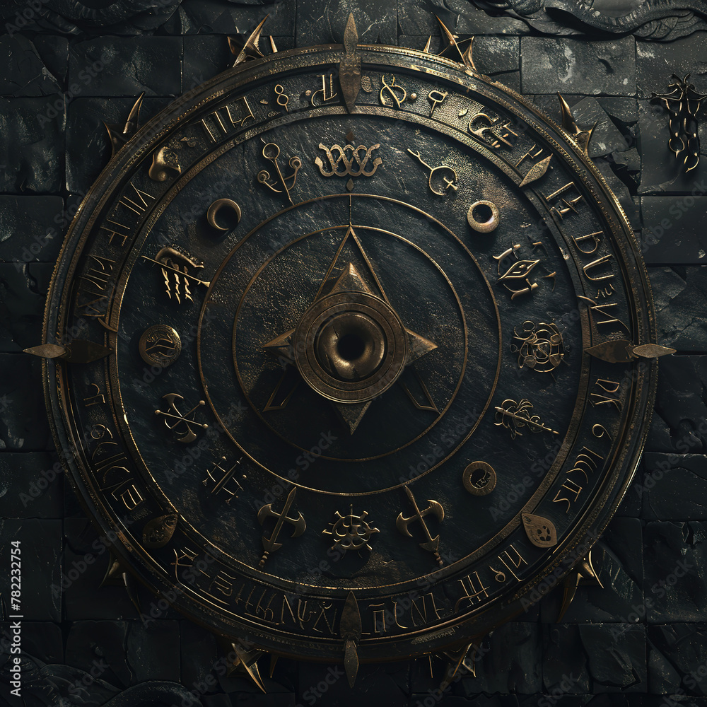 Fototapeta premium Ancient Ethnic Album Movie Poster T-Shirt Cover Horror Style Printable 3D Render