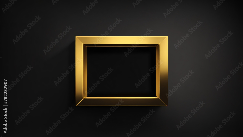 Minimalist golden square frame with black background. Minimalist golden square frame with black background.