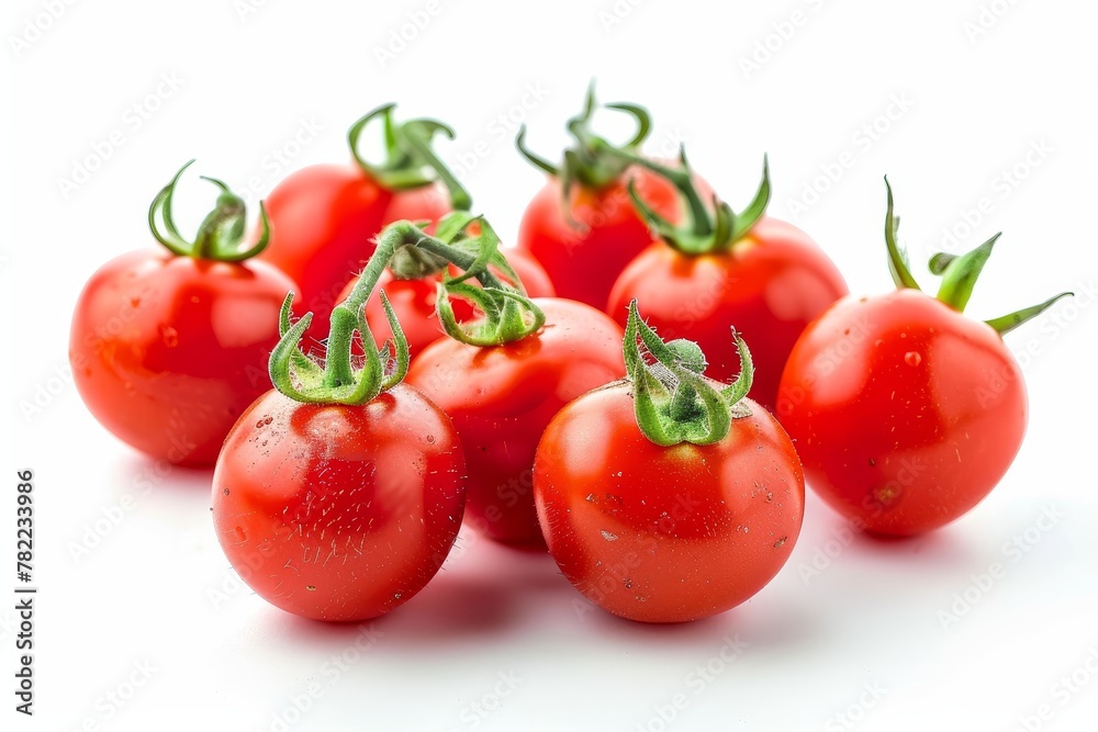 Organic cherry tomatoes on white background Organic cherry tomatoes on white background