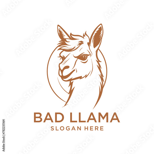 LLama head, animal and wild life logo vector illustration