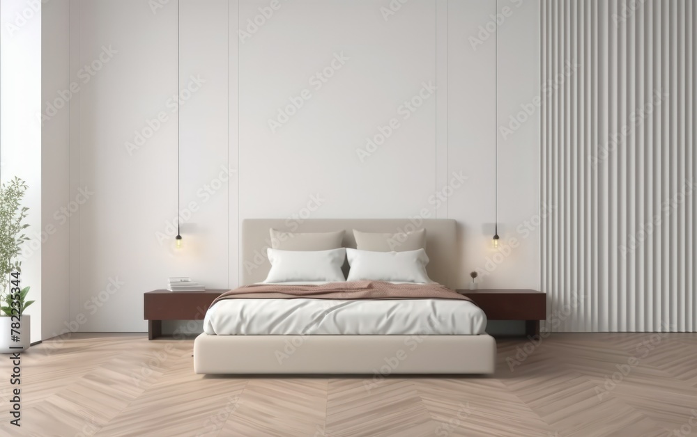 Modern bedroom interior with minimal design Modern bedroom interior with minimal design