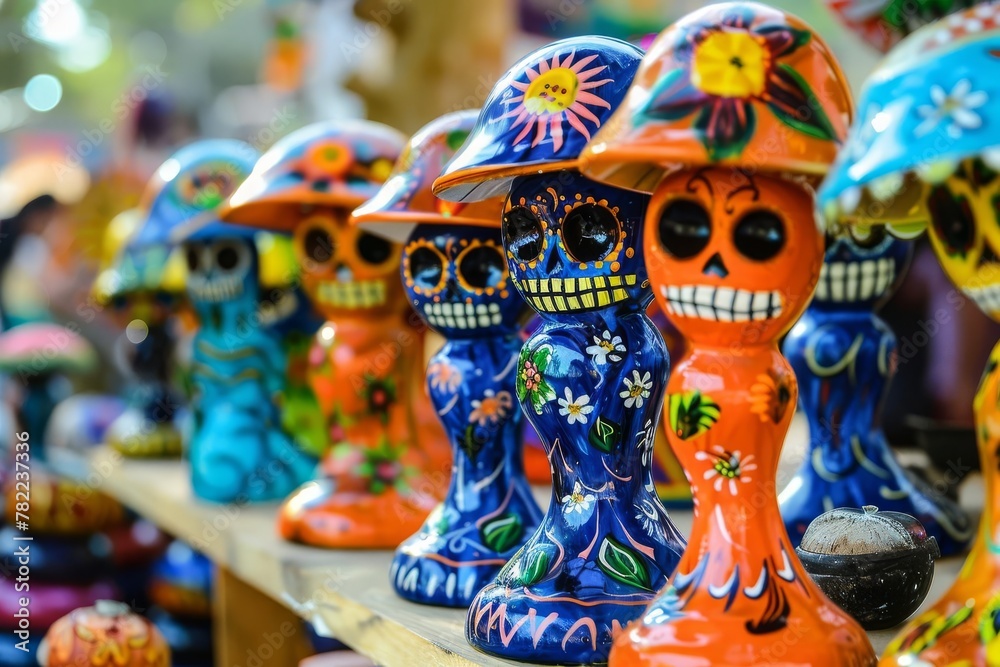 Colorful Calacas Figures for the Mexican Day of the Dead Celebration
