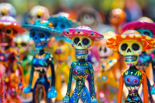 Colorful Calacas Figures for the Mexican Day of the Dead Celebration photo