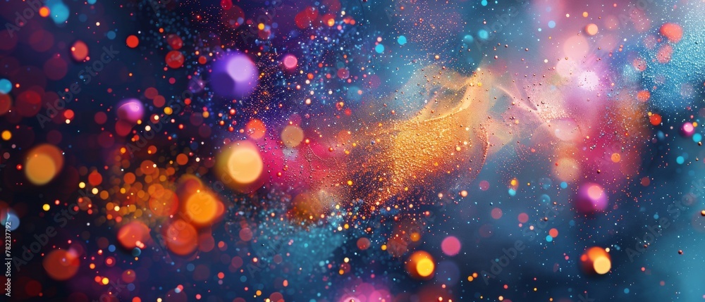 Dynamic sparkling particles flowing in a colorful space Dynamic sparkling particles flowing in a colorful space