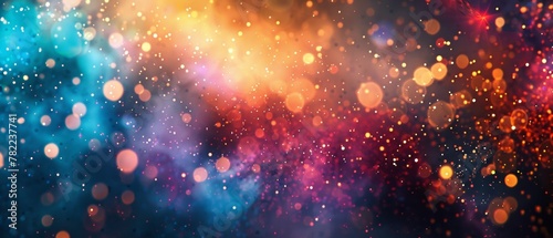Dynamic sparkling particles flowing in a colorful space