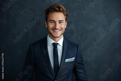 confident businessman in elegant suit smiling at camera aigenerated