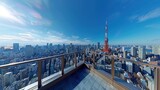 Breathtaking panoramic view from the top of Tokyo Tower, showcasing the city's skyline