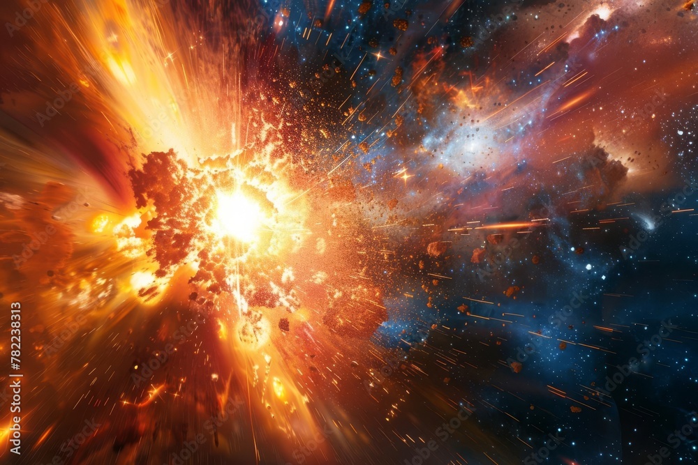 cosmic big bang explosion creating a time warp in the universe science fiction concept illustration