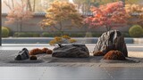Harmonious scene of a Zen rock garden, embodying simplicity and tranquility