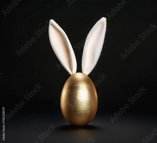 A golden Easter egg with delicate pink bunny ears, symbolizing the celebration of spring and renewal.