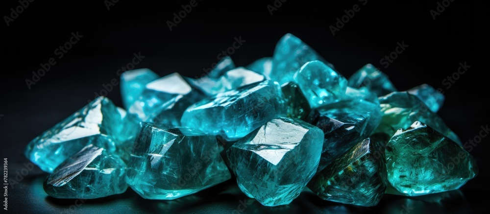 Pile of green gems on dark surface