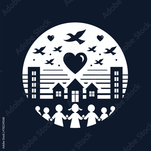 Community logo with people round vector suitable for non profit foundation association charity corporate