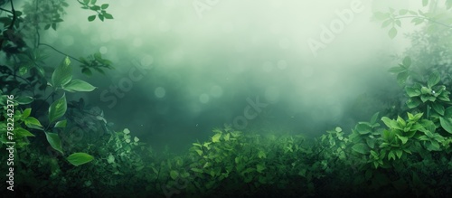 Green plant in misty backdrop