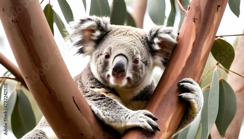 A-Koala-Lounging-In-The-Crook-Of-A-Eucalyptus-Tree-