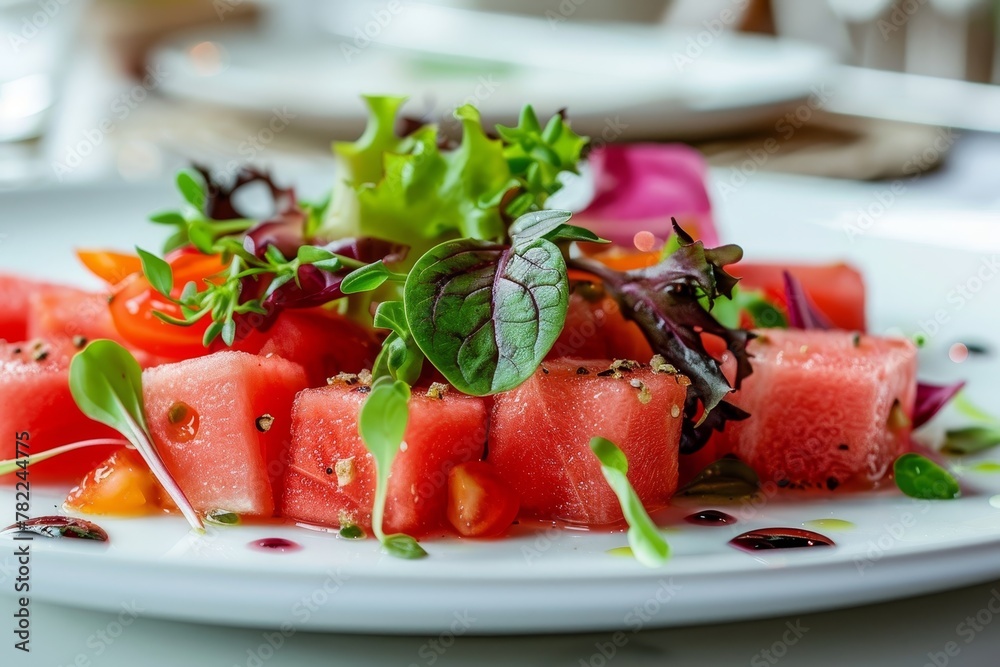 Watermelon salad on a plate Watermelon salad on a plate