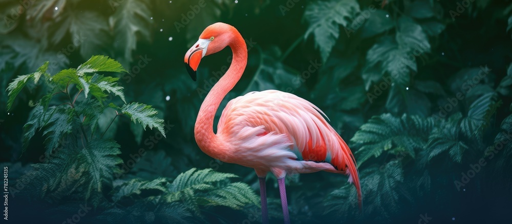 Fototapeta premium Flamingo Amid Greenery