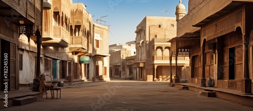 Historic street with traditional buildings photo