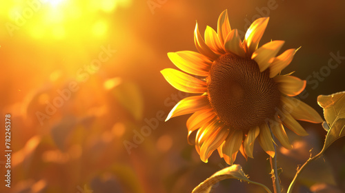 Sunlit sunflower against a blurred background © cac_tus