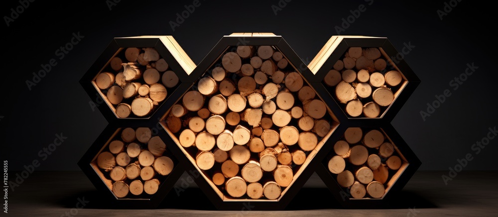 Wooden logs sculpted into a close-up art piece Wooden logs sculpted into a close-up art piece
