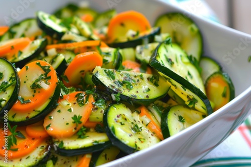 Zucchini and carrot salad with garlic and herb dressing