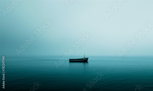 A ship on the sea with blue vibes