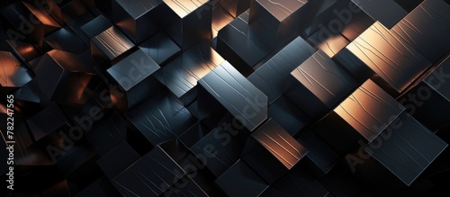 Close-up view of geometric black and gold wall pattern