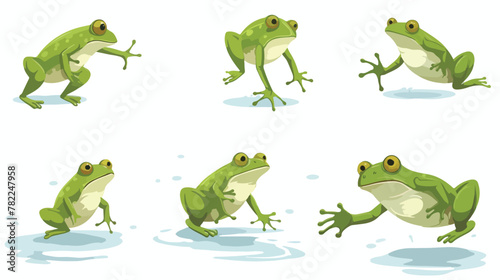 Fototapeta Naklejka Na Ścianę i Meble -  Animated process of frogs leaps sequence. Cartoon t