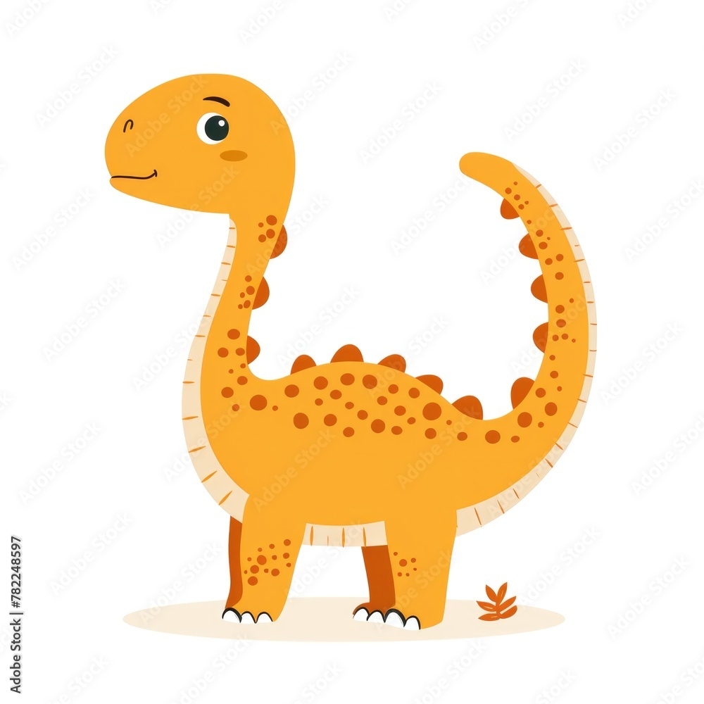 An adorable flat-style illustration of a little dinosaur An adorable flat-style illustration of a little dinosaur