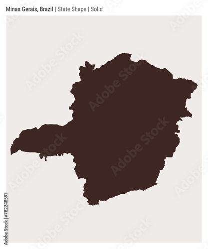 Minas Gerais, Brazil. Simple vector map. State shape in solid style. Border of Minas Gerais. Vector illustration.