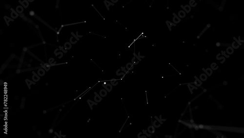 Animation of dots connected by white lines on a balck background. photo