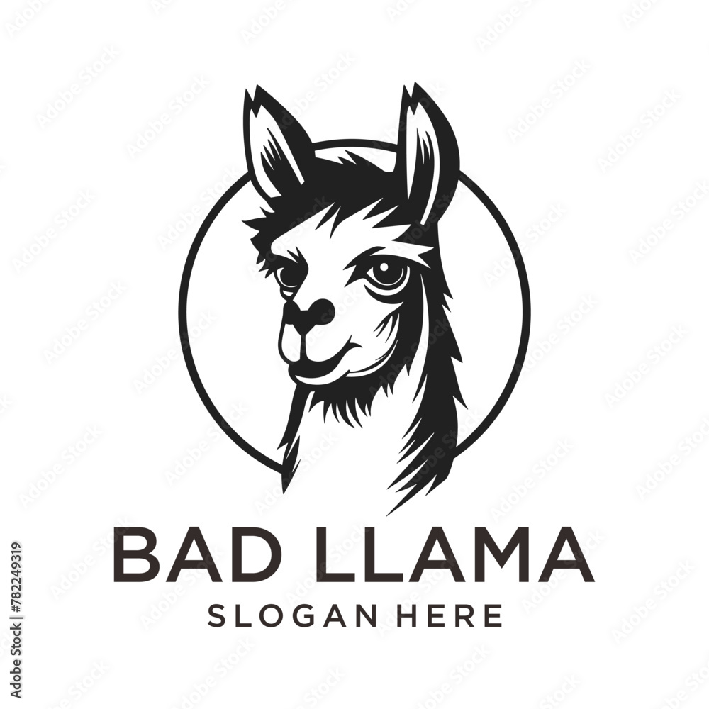 Fototapeta premium LLama head, animal and wild life logo vector illustration