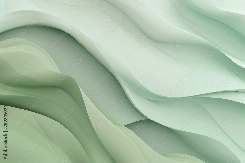 Fototapeta premium Soft green gradient background with abstract waves, creating an elegant and modern wallpaper