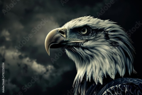 majestic eagle silhouette against a dramatic dark background digital art