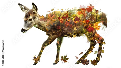Whimsical Deer Composed of Autumn Foliage Capturing the Cyclical Nature of Life