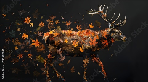 Deer of Autumn Leaves Embodying the Cycle of Nature's Transformation © pkproject