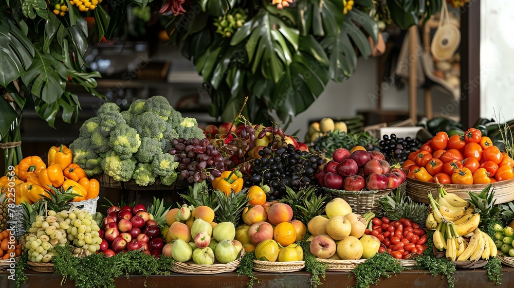 A cornucopia of fresh fruits and vegetables.