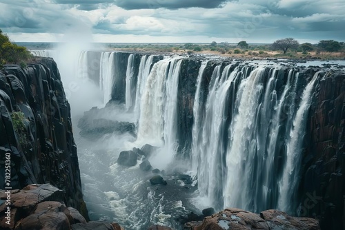 majestic victoria falls thundering into the zambezi river capturing the raw power and beauty of nature landscape photography