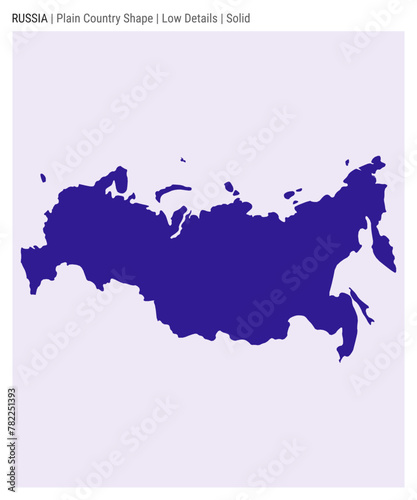 Russia plain country map. Low details. Solid style. Shape of Russia. Vector illustration.