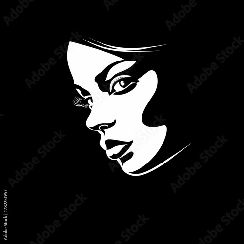 Simplified Black and White Human Face Artwork