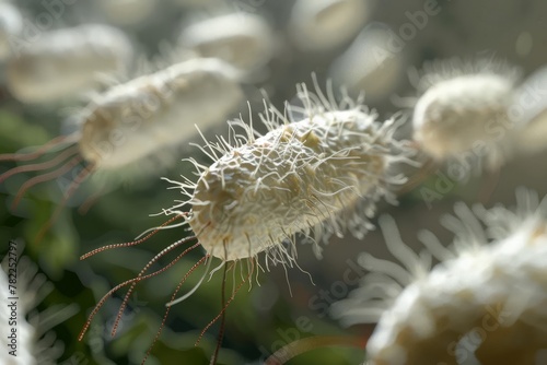 microscopic view of escherichia coli bacteria 3d rendering of e coli strains for scientific research photo