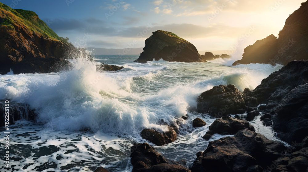 Obraz premium waves on the rocks.