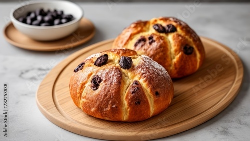  Deliciously baked bread with chocolate chips ready to be savored